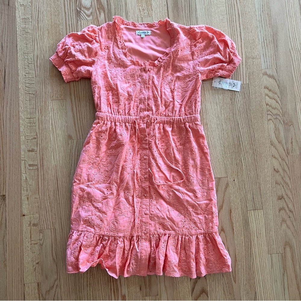 nanette lepore eyelet puff sleeve eyelet lace dress